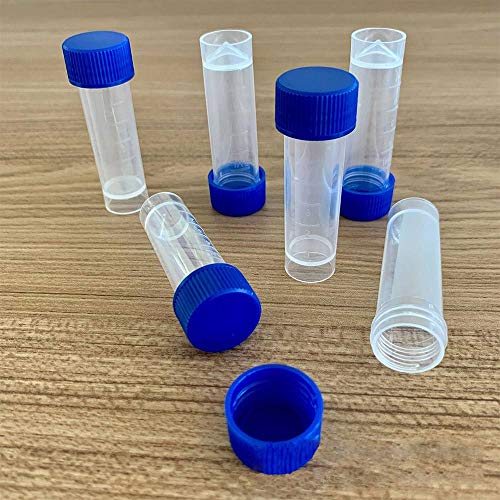 36PCS Cryo Tubes 5ml, Plastic Small vials with Screw caps Sample Tubes,PP Material ，with Silica Gel Gasket，Free from DNase, RNase, Human DNA - size: 5ml 36PCS
