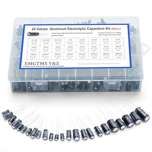 500pcs 24-Value Aluminum Electrolytic Capacitors Assortment Kit