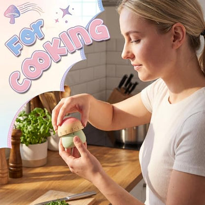 Amylove 4 Pcs Cute Mechanical Kitchen Timer Mushroom 60 Minutes - style: Mushroom