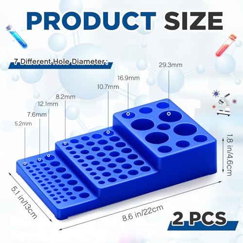 2 Pcs Multifunctional Tube 92Well Rack Trapezoidal Vial Holder for 0.2-50ml