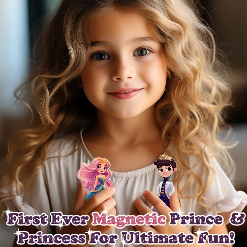 Little Pi Frozen Magnetic Tiles 3 Year Old Girl Gifts 5 Year Old 4 Year Old Girl Birthday Gifts Princess Toys Magnet Tiles Building Blocks Castle Age 3 4 5 6 7 8 - color: Prince & Princess Castle