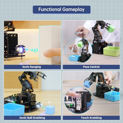 Robotic Arm with Arduino 5DOF/Axis AI Smart Robot Arm Open Source STEM Educational Building Robotics & Engineering Kits, Science/Coding/Programming Set, miniArm Standard Kit