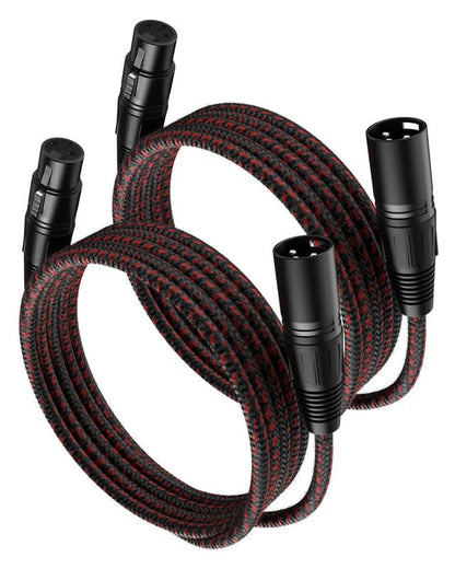 XLR Cables 6ft 2 Pack, 3-Pin Male to Female Balanced Mic Cable - color: Black-Red, size: 6 Feet