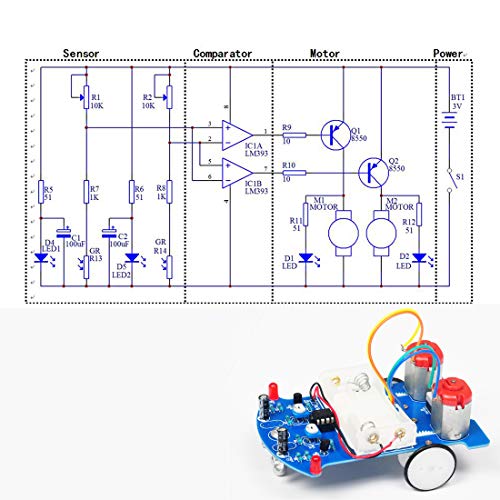 5 Pack D2-5 Smart Car Kit Soldering Project Line Following Robot for Fun Educational Electronic Learning Practicing with English Manual by VOGURTIME - color: 5 Pack D2-5 Smart Car Kit