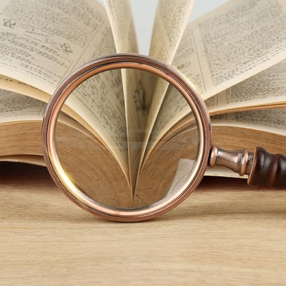 10X Handheld Magnifying Glass Vintage Reading Magnifier with Wooden Handle