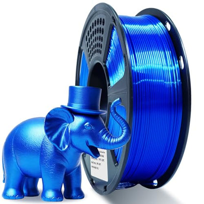 Silk PLA Filament 1.75mm, Metallic Shiny Royal Blue 3D Printer Filament, 1kg Spool (2.2lbs), Dimensional Accuracy +/- 0.02 mm, Vacuum Packaging - color: Silk Royal Blue