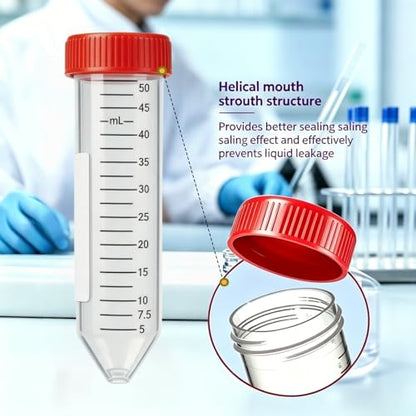 Conical Centrifuge Tubes 50ml,25 Pack Sterile Leak-Proof Test Tubes with Screw Caps,Sealable Plastic Polypropylene Test Tubes with Graduated Marks and Lid (50mL-25Pcs) - size: 50mL-25Pcs