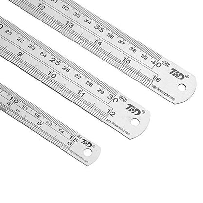 ZZTX Metal Ruler 6 Inch 12 Inch 16 Inch Stainless Steel 6 Pack