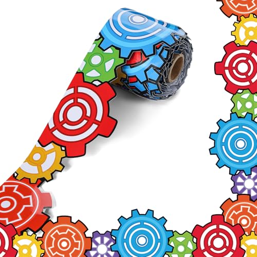 Outus 68 ft Gears Bulletin Board Borders, Engineering Science Trim - size: 2.99 Inches, style: Gear Shape