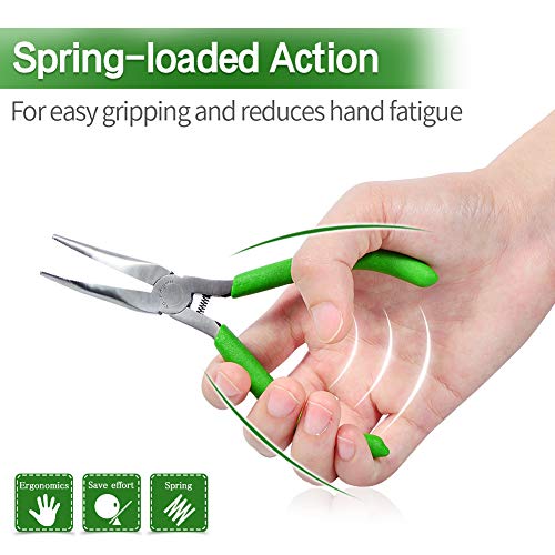 SPEEDWOX Mini Bent Nose Pliers for Jewelry Making 4-1/2 Inches 45 Degree Curved Serrated Jaws Small Thin Needle Nose Micro Chain Nose Pliers Precision Fine Pliers Professional Beading Tool Hobby Craft - style: Bent Nose Pliers