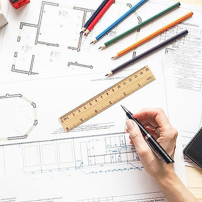288 Packs Wooden Rulers, 6 Inch Double Sided Wood School Ruler for Home, Student, Office Use, 2 Scale,by, GNIEMCKIN. - size: 288 Packs 6 Inch