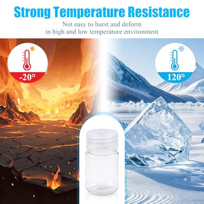 30 Pcs Airtight Pill Bottles, 1oz Plastic Wide Mouth Reagent Lab Bottle with Lids, Small Water Sample Container for Liquids, Toiletries,Travel(PP,Clear,30ML)