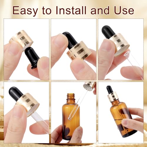 20 Pack 50ml Amber Glass Sample Dropper Bottles with Golden Caps - color: Amber, size: 50mL-20pcs