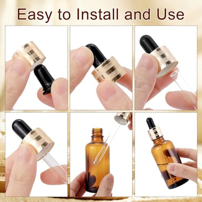 20 Pack 50ml Amber Glass Sample Dropper Bottles with Golden Caps - color: Amber, size: 50mL-20pcs