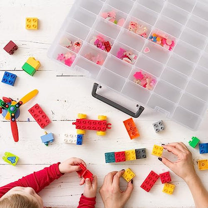 Large 48 Grids Clear Plastic Organizer Box with Adjustable Dividers - color: Clear -- 1PCS