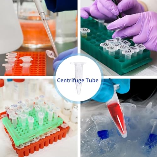0.5ml Microcentrifuge Tubes 1000pcs, EO Sterilized Plastic Small Vials with Caps for Sample Storage Without Leakage(1000)