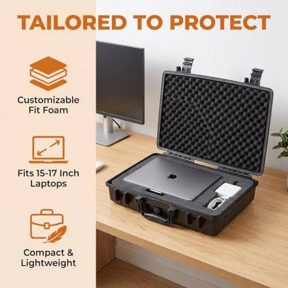 MEIJIA Waterproof Hard Camera Case,Hard Laptop Case,Hard Case with Customizable Fit Foam Included,Fit for Laptops,camera,lens(Black, 19.78"X13.93"X4.68") - size: 19.78" x 13.93" x 4.68"