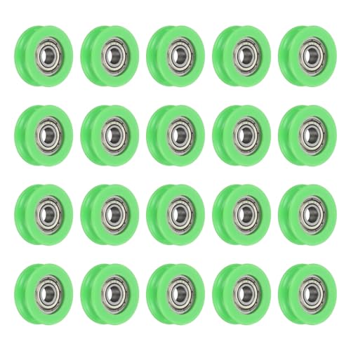 uxcell 20Pcs 605ZZ POM Pulley U-Groove Ball Bearing, 5x21x7mm, Light Green - color: Light Green, size: 5x21x7mm, 605ZZ