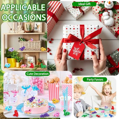 JOICEE 24Pcs 3D Printed Dinosaur Animals Mini Dinosaur Fidget Toys - color: Multicolor