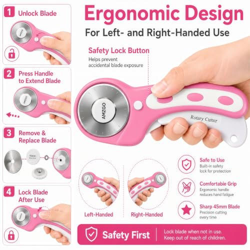 Rotary Cutter Set, 45mm Fabric Cutter - color: Pink