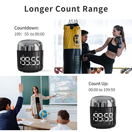 Kitchen Timer, 360 Rotate, Countup/Countdown, LED, Volume - color: Silver