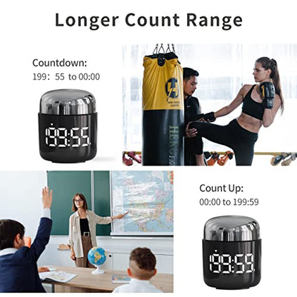 Kitchen Timer, 360 Rotate, Countup/Countdown, LED, Volume - color: Silver