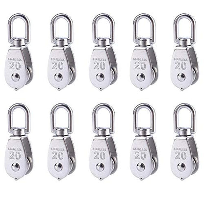 10 Pcs M20 Single Pulley, Stainless Steel Wire Rope Crane Pulley Block - size: 10*M20 Single