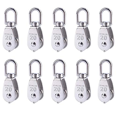 10 Pcs M20 Single Pulley, Stainless Steel Wire Rope Crane Pulley Block - size: 10*M20 Single