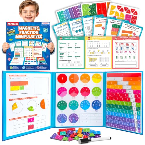 X-Large Magnetic Fraction Book, 210 Pcs Tiles Circles Manipulatives