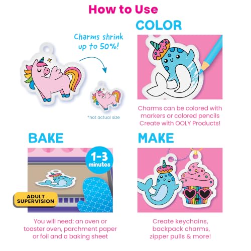 Ooly DIY Shrink Art Charms Kit, 28 Pc – Cute Crew - color: Cute Crew Charms
