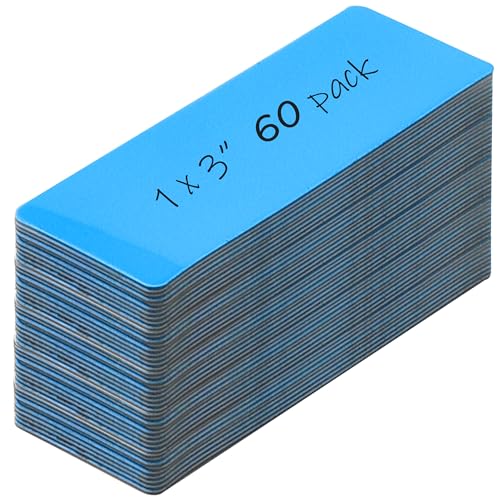 Realth Dry Erase Magnetic Labels Blue 1'' × 3'' 60 Pcs Washable Reusable - color: Blue, size: 1'' × 3''