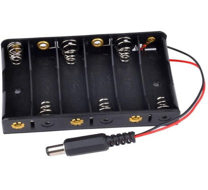 2Pack 6 x AA Power Box 9V Black Battery Pack Holder Case Box with DC Plug Barrel Jack Connector for Wireless Camera Halloween LED Light Strip 2.1mm x 5.5mm