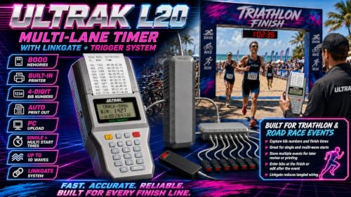 ULTRAK L20 Multi-Lane Timer, 8-Button Set, Printer, 8000 Memory, Track Meet