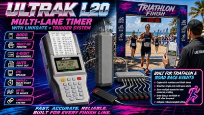ULTRAK L20 Multi-Lane Timer, 8-Button Set, Printer, 8000 Memory, Track Meet