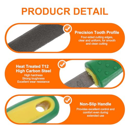 HARFINGTON 3pcs Triangle Coarse/Medium/Thin Cut File 8" Double Cut Teeth High Carbon Steel Hand Rasp File Plastic Handle for Metal Wood Deburring Removing - size: 8"