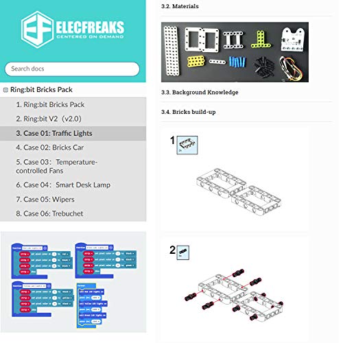 ELECFREAKS microbit Ring:bit 6-in-1 Starter Kit, Programmable Makecode Coding Learning Kit with 200+ Building Blocks(Without Micro:bit) (Pack of 5) - size: Small (Pack of 5)