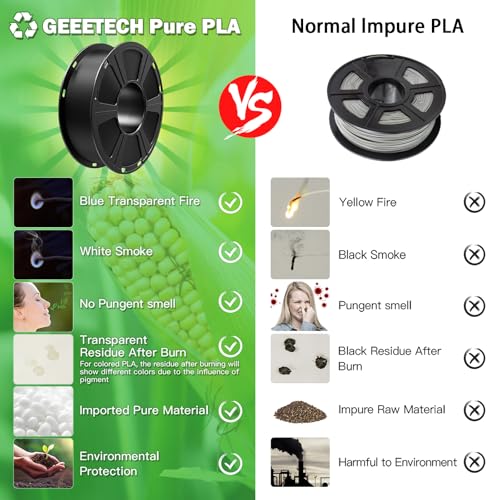 GEEETECH Black PLA Filament 1.75mm 1KG for Bambu AMS - color: 1kg Pla Black