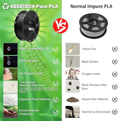 GEEETECH Black PLA Filament 1.75mm 1KG for Bambu AMS - color: 1kg Pla Black