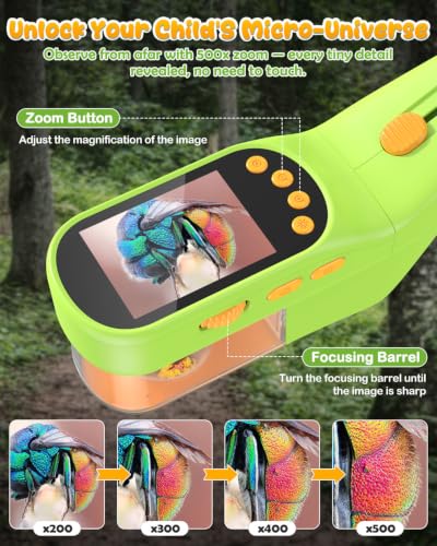 Bug Catcher for Kids,Kids Microscope,3-in-1 Insect Catching Kit for Kid - color: Ligth green
