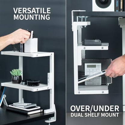 VIVO White Clamp-on 13 inch 2-Tier Desk Shelf, STAND-SHELF2CW - color: White, size: 13 inch