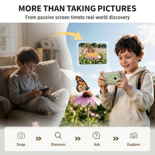 Kids Learning Camera for Ages 3-12, Multi-Language Toy with Recognition - color: Green
