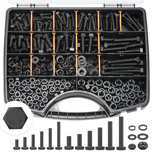 12.9 Grade Bolts and Nuts Assortment, 472pcs M6 M8 Hex Bolt Nut Washers Kit - size: M6 M8 Kits