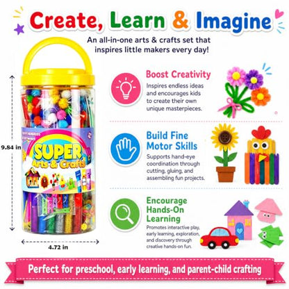 FUNZBO Arts and Crafts Supplies for Kids - Kindergarten School Craft Kit - size: Jar Set (Large)