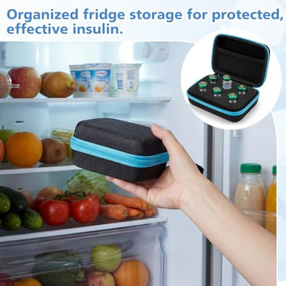 Teenyyou 6 Slots Peptide Case for Fridge Fits Standard 10ml Vials - color: Black, size: 6 Slots, style: Solid Blue Zipper