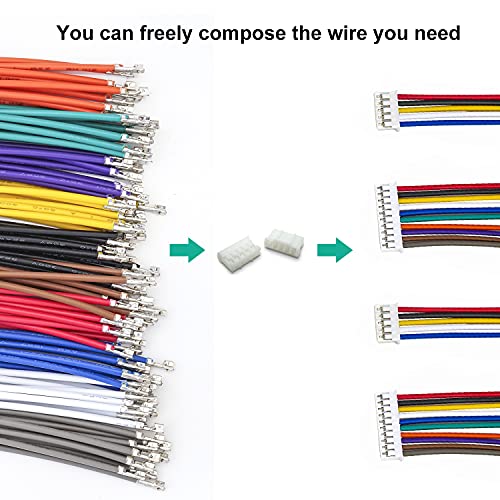 JST Connector Kit 2.0mm Pitch JST-PH 2.0 Female Connector with Premium 22AWG Pre-Crimped Cables,PH 2.0mm Connector 2/3/4/5/6/7/8/9/10 Pin Female Housing (PH-MM-Kit) - size: JST-2.0MM-PH