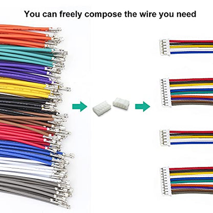 JST Connector Kit 2.0mm Pitch JST-PH 2.0 Female Connector with Premium 22AWG Pre-Crimped Cables,PH 2.0mm Connector 2/3/4/5/6/7/8/9/10 Pin Female Housing (PH-MM-Kit) - size: JST-2.0MM-PH