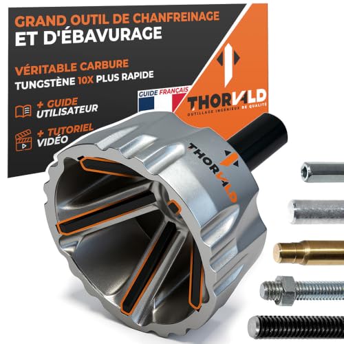 THORVALD Big Deburring External Chamfer Tool with Tungsten Carbide Blade - Deburr Tool for All Thread, All Metal Rod, Pipe, PVC - 1/2" to 1-3/8" Diameter (12~35mm) - User Guide + Tutorial Video - style: 1X Big Deburring Tool