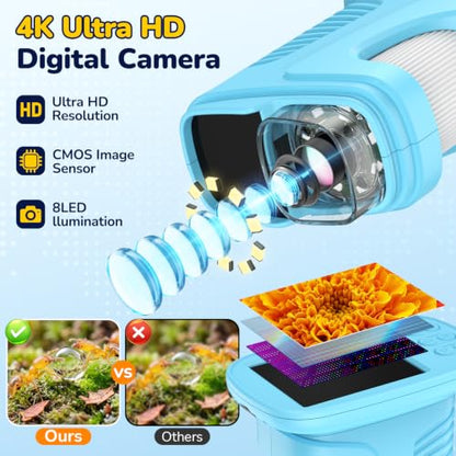 USCAMEL Handheld Digital Microscope for Kids: 2.4" IPS Screen STEM Toys - color: Blue