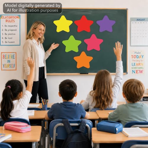 48Pcs Large Star Dry Erase Dots for Classroom Table, 12inch, Colorful - color: Colorful