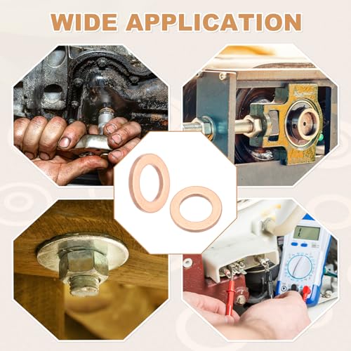 PATIKIL 35PCS M6 Copper Washers, M6x10x1mm Copper Crush Washer Metric Flat Washers Sealing Washers Assortment Kit Oil Drain Plug Gasket Ring for Automotive Battery Vehicles Screws Bolt - size: M6x10x1mm